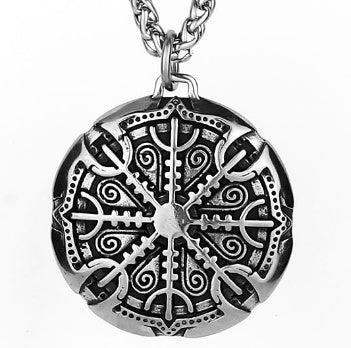 Vintage Nordic Rune Necklace for Men – Stainless Steel Viking Elder Futhark Pendant Amulet