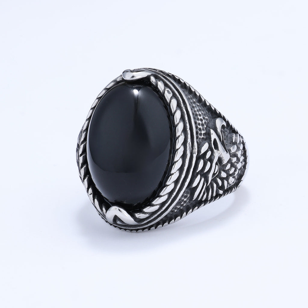 Men’s Turquoise Tiger Eye Ring – Stainless Steel Statement Ring