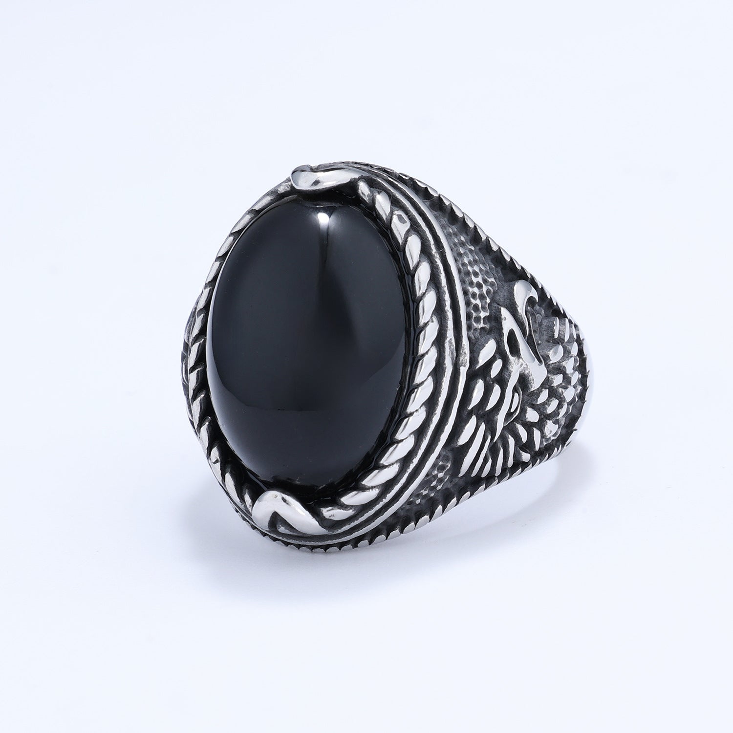 Men’s Turquoise Tiger Eye Ring – Stainless Steel Statement Ring