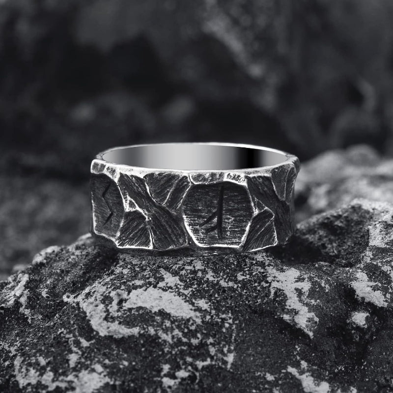 GTHIC Stainless Steel Viking Rings for Men Women Punk Vintage Band Ring Nordic Runes Amulet Ring Jewelry Gift for Couple