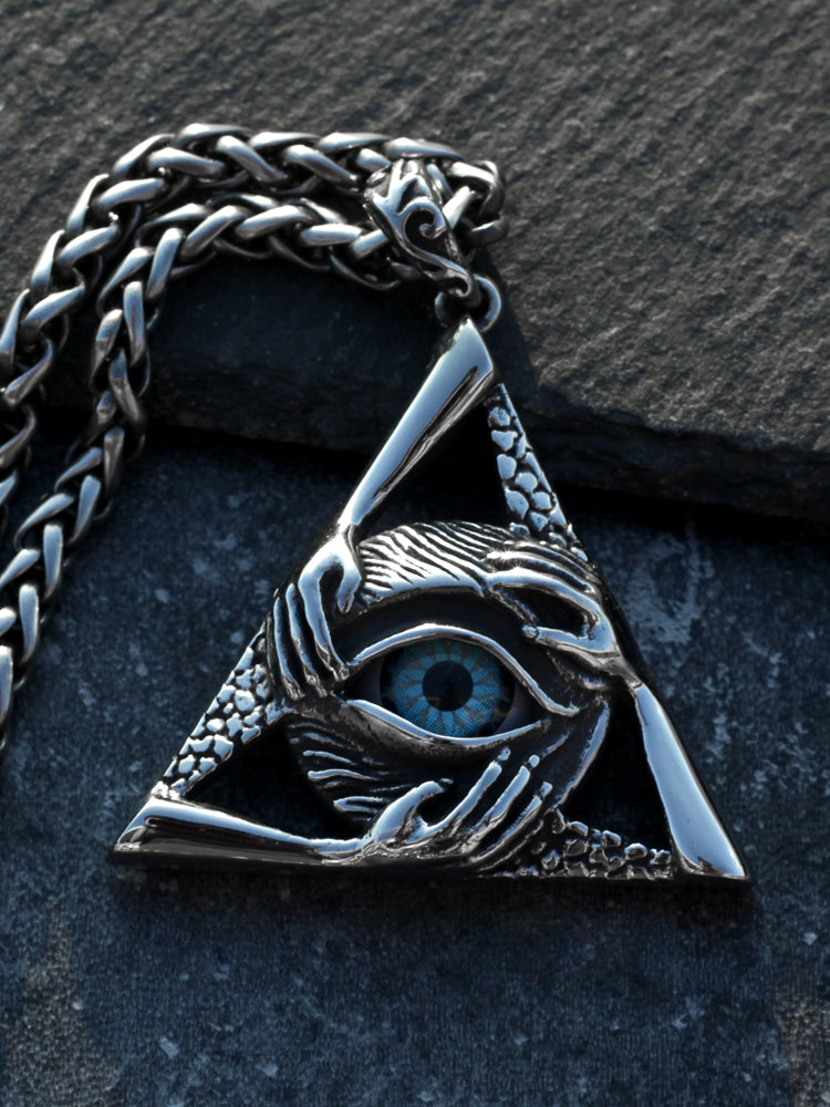 All-Seeing Eye Pendant Necklace – Eye of Providence Titanium Steel Chain