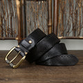 Vintage Genuine Cowhide Leather Men’s Belt – Luxury Pin Buckle Jeans Belt