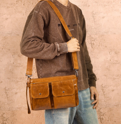 Men’s Genuine Leather Crossbody Bag – Casual Shoulder Bag