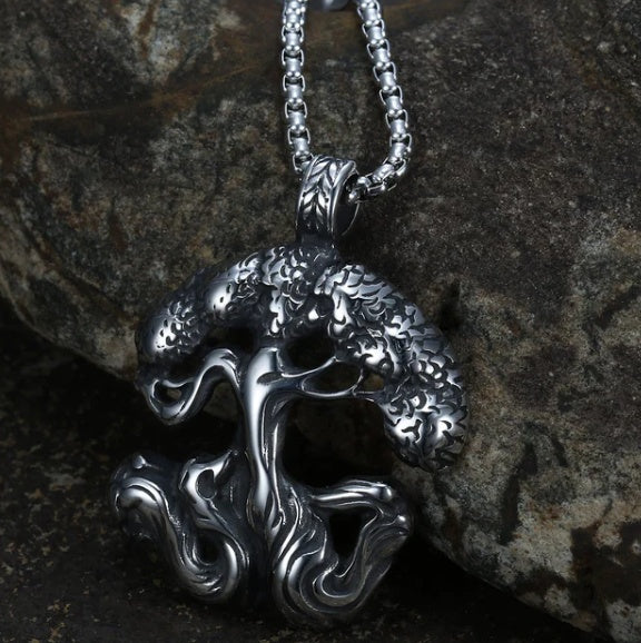 Vintage Nordic Rune Necklace for Men – Stainless Steel Viking Elder Futhark Pendant Amulet