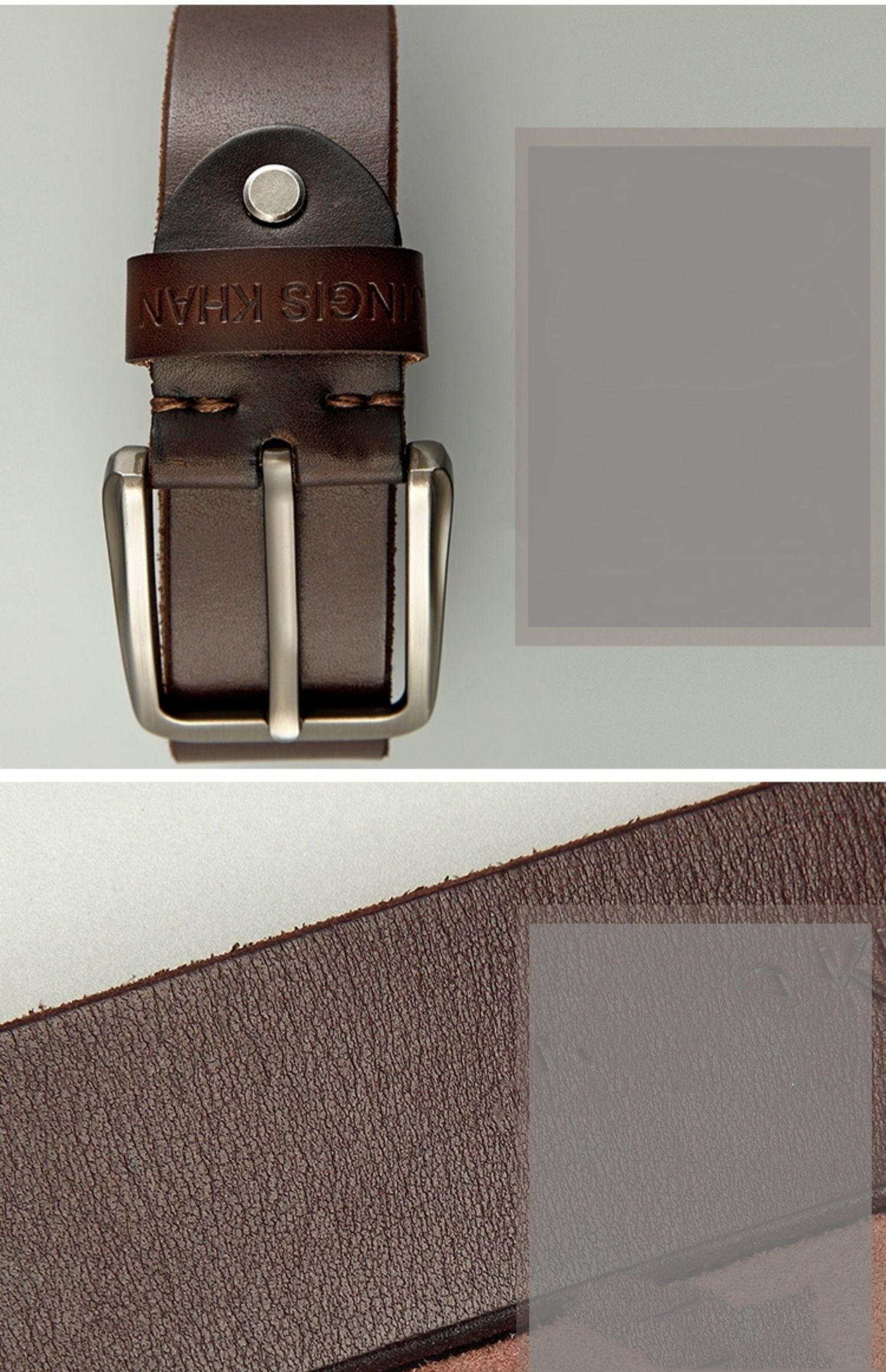 Men’s Genuine Cowhide Leather Belt – Solid Copper Smooth Plate Buckle
