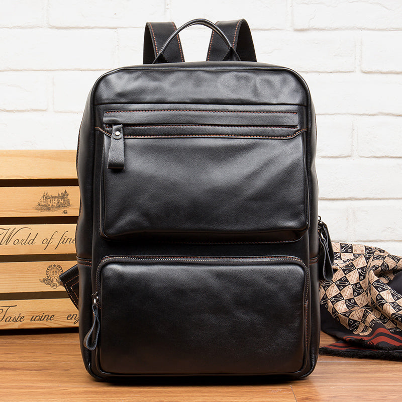 Men's First Layer Cowhide Leather Backpack – Large Business & Travel Rucksack