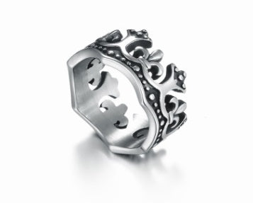 Crown Ring – King Queen Punk Rock Biker Ring for Men Titanium Steel