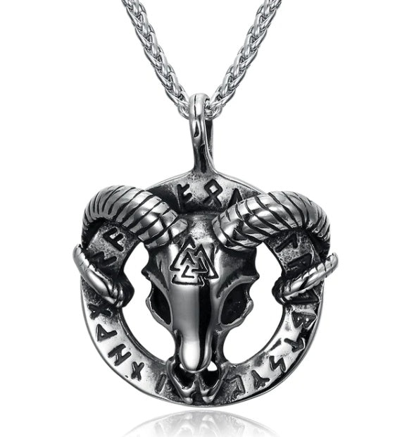Vintage Nordic Rune Necklace for Men – Stainless Steel Viking Elder Futhark Pendant Amulet