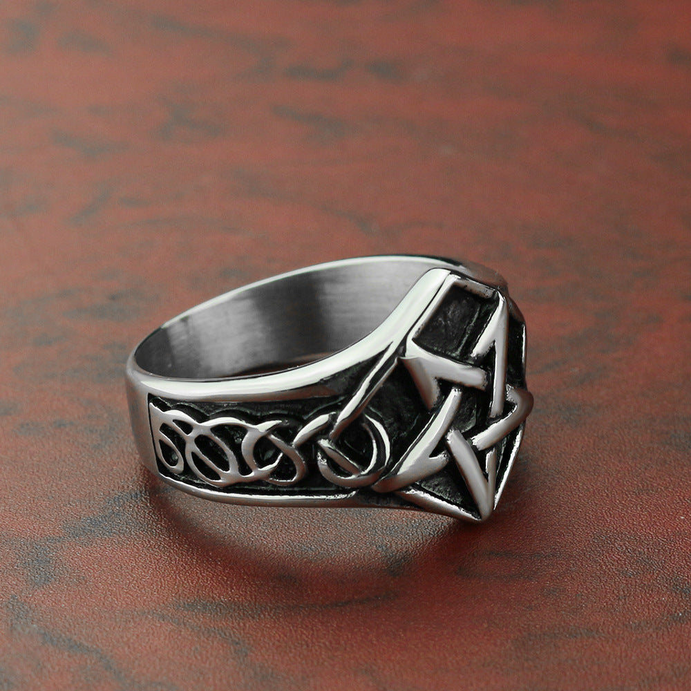 Men’s Viking Star Ring – Norse Mythology Stainless Steel Punk Biker Ring
