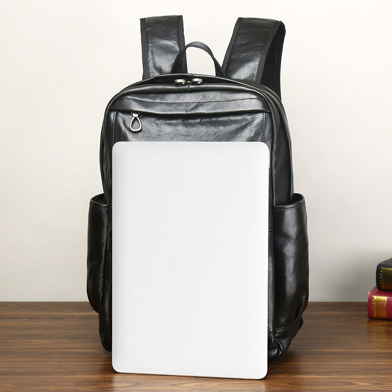 Premium Top Grain Cowhide Leather Backpack for Men Retro Casual Laptop Travel Bag
