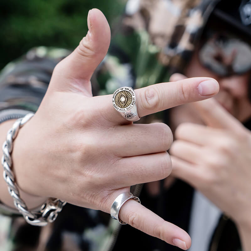 925 Sterling Silver Eye of Providence Signet Ring – Vintage All Seeing Eye Ring for Men