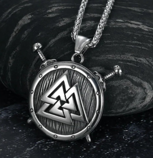 Vintage Nordic Rune Necklace for Men – Stainless Steel Viking Elder Futhark Pendant Amulet