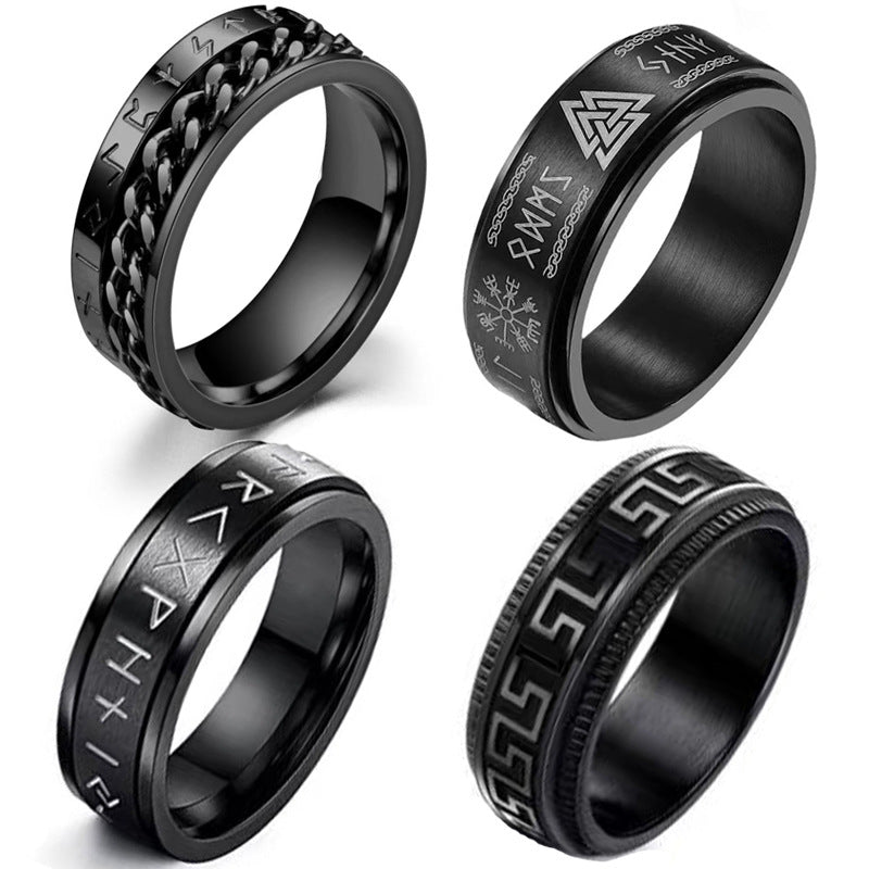 Viking Titanium Steel Rotatable Decompression Rotatable Ring