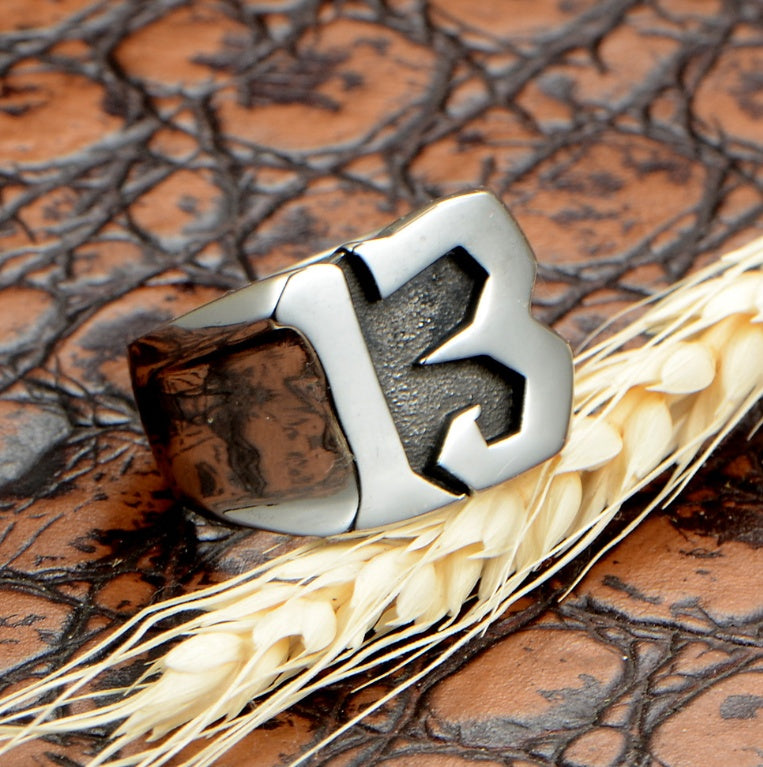 Number 13 Gothic Biker Ring – 316L Stainless Steel Punk Statement Ring
