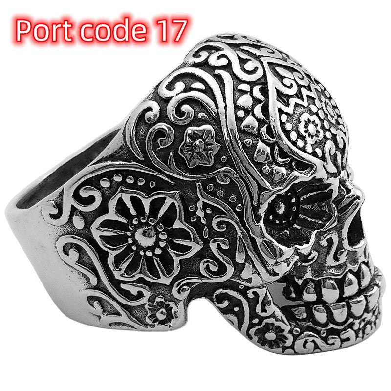 Handmade Vintage Skull Ring for Men – Thai Silver Gothic Statement Ring