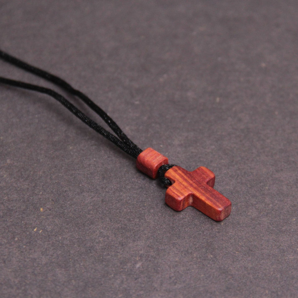 Solid Red Sandalwood Crucifix Cross Pendant Necklace Christian Jewellery Gift