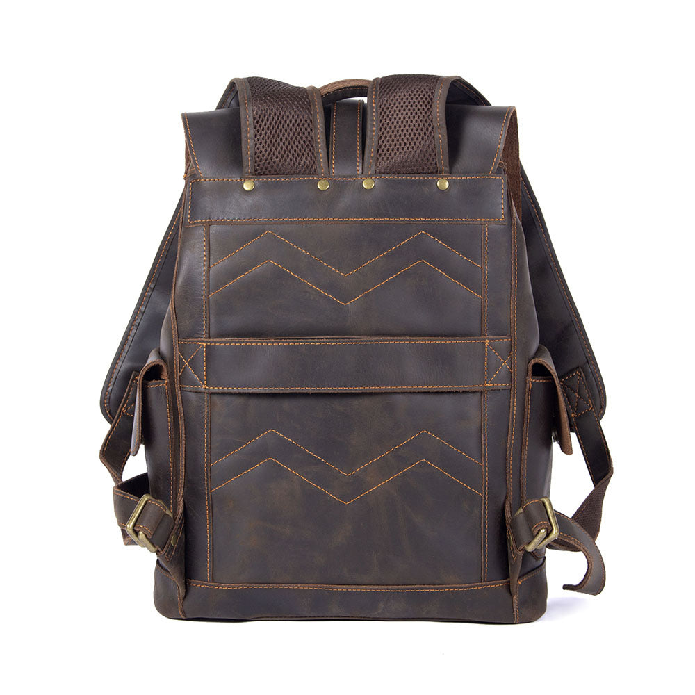 Men’s Vintage Genuine Leather Backpack – Top Grain Cowhide Crazy Horse Travel Bag