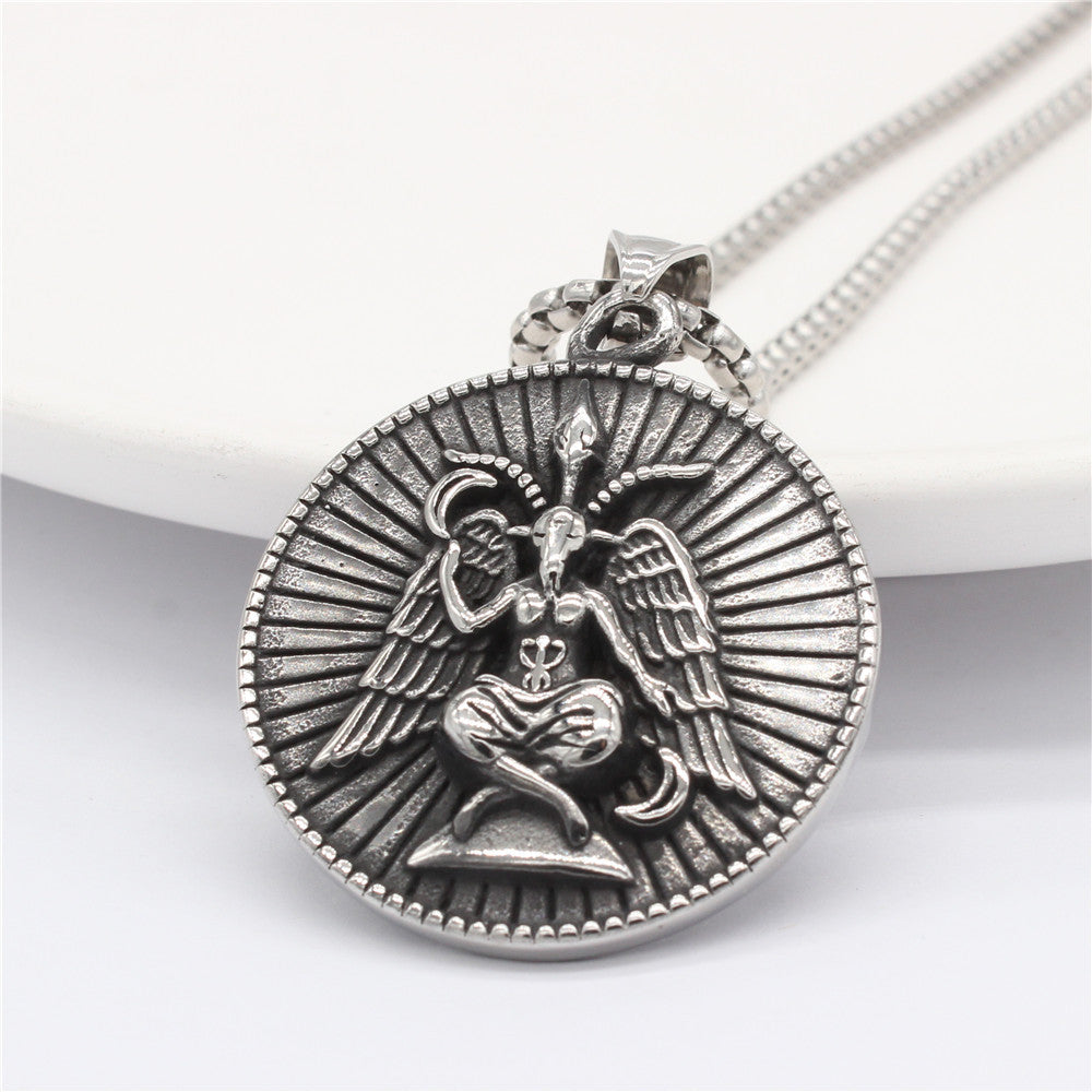 Fallen Angel Devil Satan Symbol Stainless Steel Men Necklaces Pendant