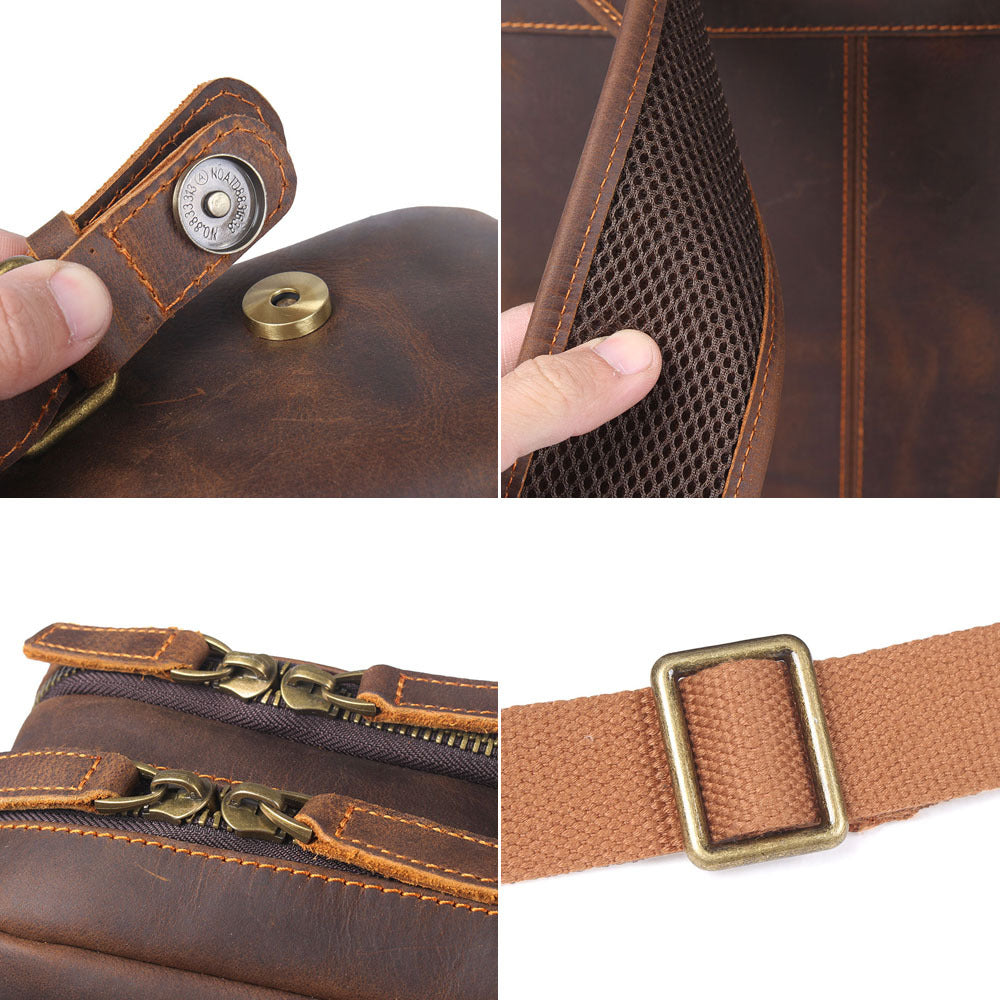 Men's Top Layer Cowhide Leather Backpack – Vintage Travel & Laptop Rucksack