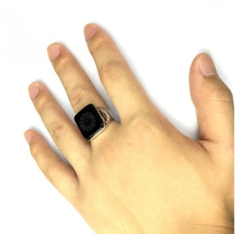 925 Sterling Silver Black Onyx Signet Ring – Classic Unisex Statement Ring