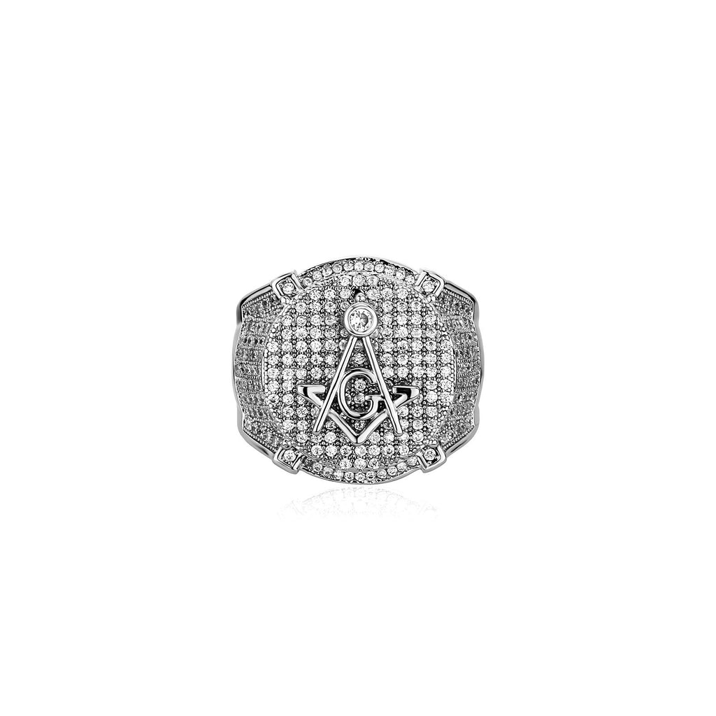 Men’s Retro AG Masonic Letters Ring – Hip Hop Freemason Statement Band