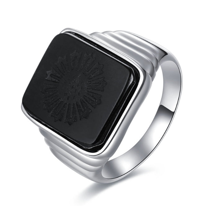 925 Sterling Silver Black Onyx Signet Ring – Classic Unisex Statement Ring