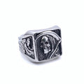 Men’s Retro Gothic Rose Skull Ring – Titanium Steel Death Style Statement Ring