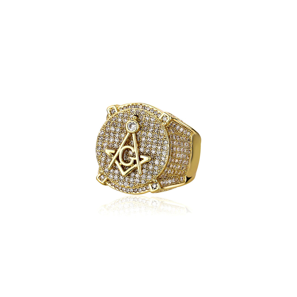 Men’s Retro AG Masonic Letters Ring – Hip Hop Freemason Statement Band