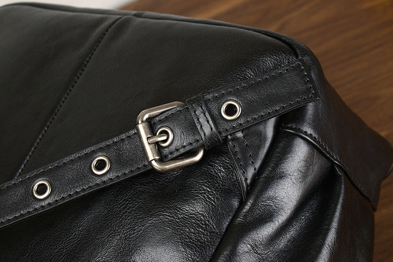 Premium Top Grain Cowhide Leather Backpack for Men Retro Casual Laptop Travel Bag