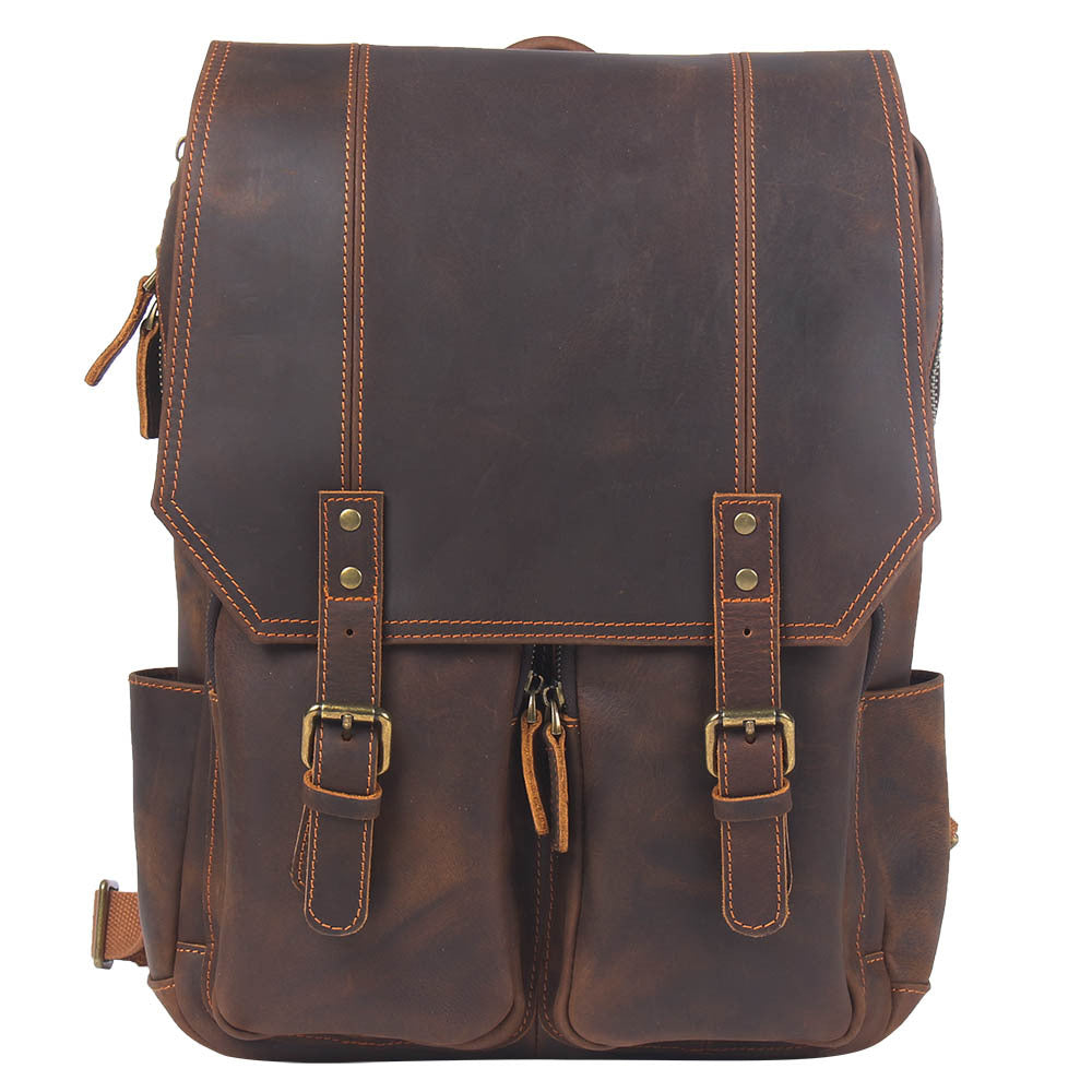 Men's Top Layer Cowhide Leather Backpack – Vintage Travel & Laptop Rucksack