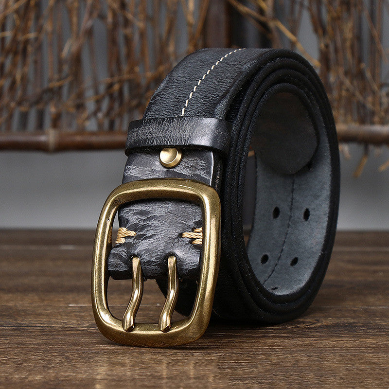 Men’s Genuine Cowhide Leather Belt – Korean Casual Jeans Belt