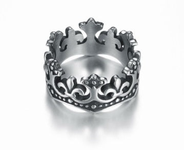 Crown Ring – King Queen Punk Rock Biker Ring for Men Titanium Steel