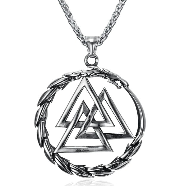 Vintage Nordic Rune Necklace for Men – Stainless Steel Viking Elder Futhark Pendant Amulet