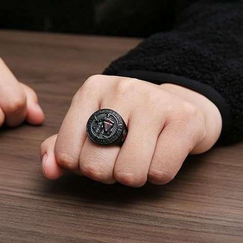 Men’s Retro Templar Shield Cross Ring – Titanium Steel Crusader Statement Band