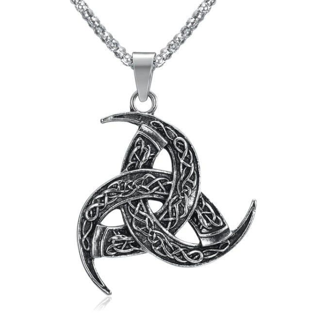 Vintage Nordic Rune Necklace for Men – Stainless Steel Viking Elder Futhark Pendant Amulet