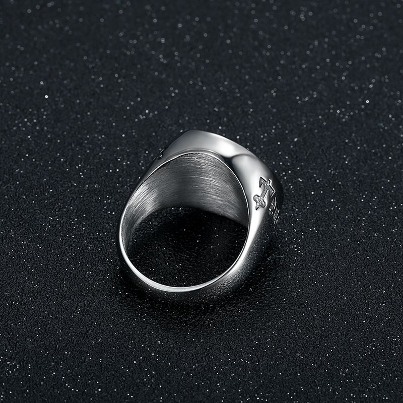Men’s Titanium Steel Templar Samurai Ring with Red Epoxy Cross Inscription