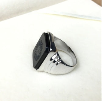 925 Sterling Silver Black Onyx Signet Ring – Classic Unisex Statement Ring