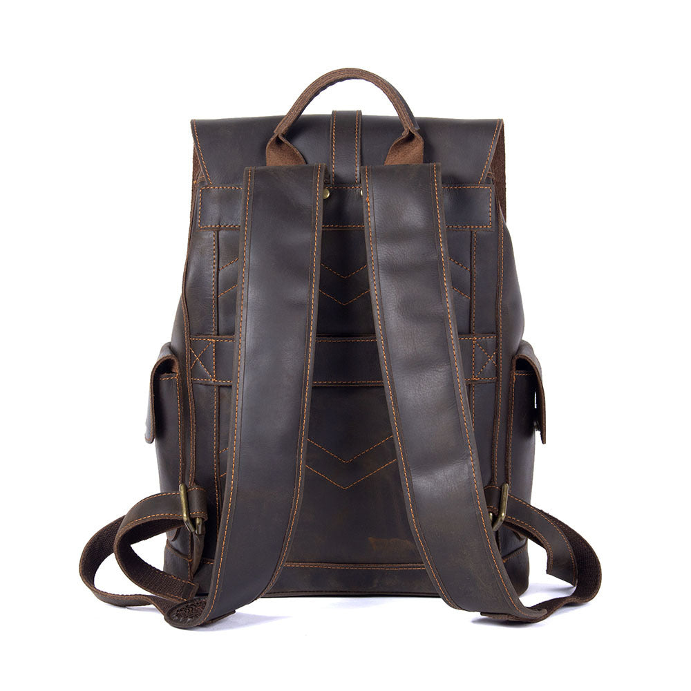 Men’s Vintage Genuine Leather Backpack – Top Grain Cowhide Crazy Horse Travel Bag