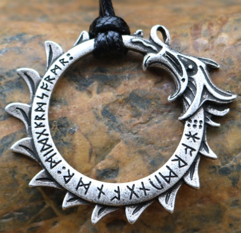 Vintage Nordic Rune Necklace for Men – Stainless Steel Viking Elder Futhark Pendant Amulet