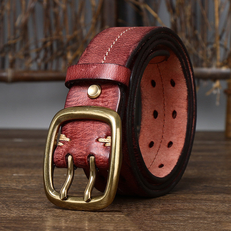 Men’s Genuine Cowhide Leather Belt – Korean Casual Jeans Belt
