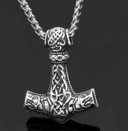 Vintage Nordic Rune Necklace for Men – Stainless Steel Viking Elder Futhark Pendant Amulet