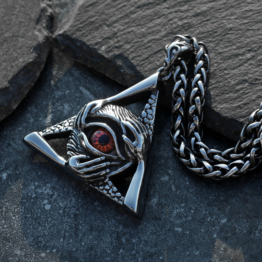 All-Seeing Eye Pendant Necklace – Eye of Providence Titanium Steel Chain