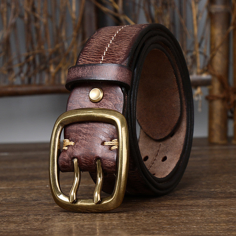 Men’s Genuine Cowhide Leather Belt – Korean Casual Jeans Belt