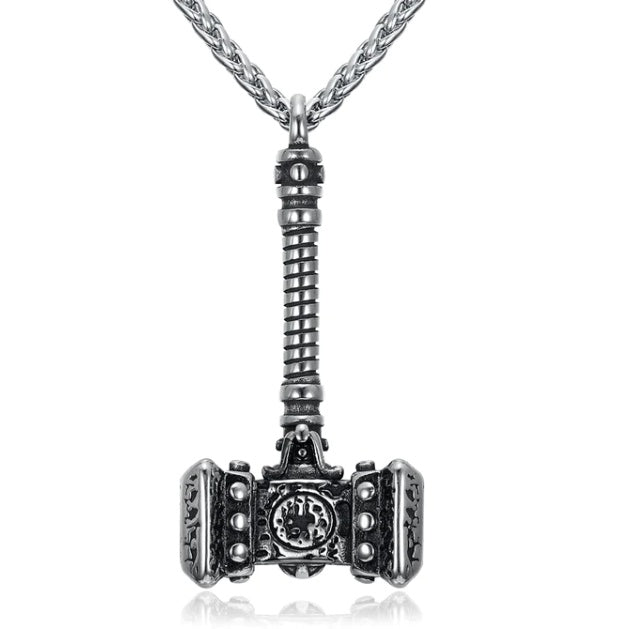 Vintage Nordic Rune Necklace for Men – Stainless Steel Viking Elder Futhark Pendant Amulet