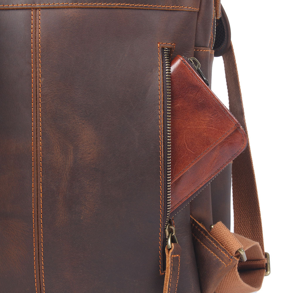 Men's Top Layer Cowhide Leather Backpack – Vintage Travel & Laptop Rucksack