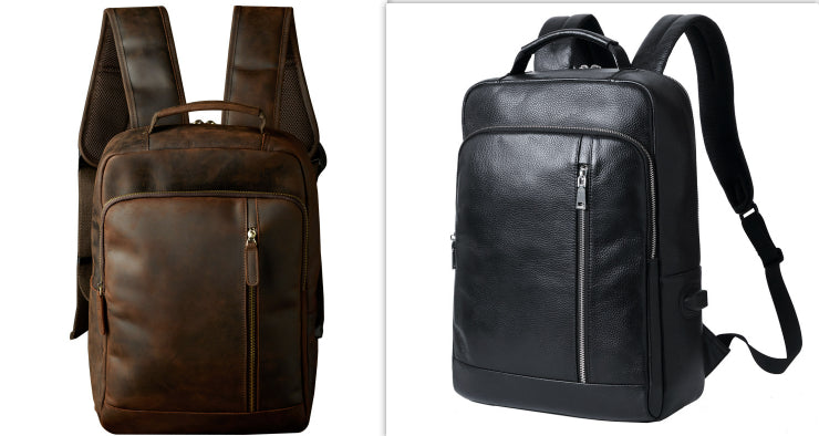 Handmade Retro Crazy Horse Leather Backpack for Men – Vintage Travel & Laptop Rucksack
