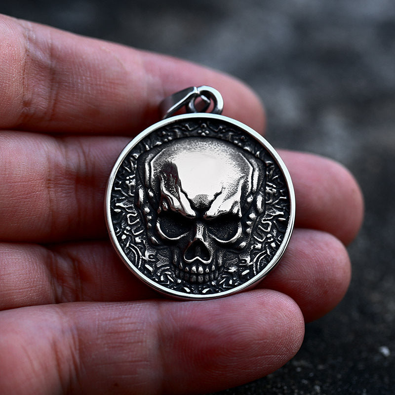Hip-hop Punk Stainless Steel 2 Side Skull for Women Men Rock Cool Domineering Skeleton Pendant Necklace Boyfriend Jewelry