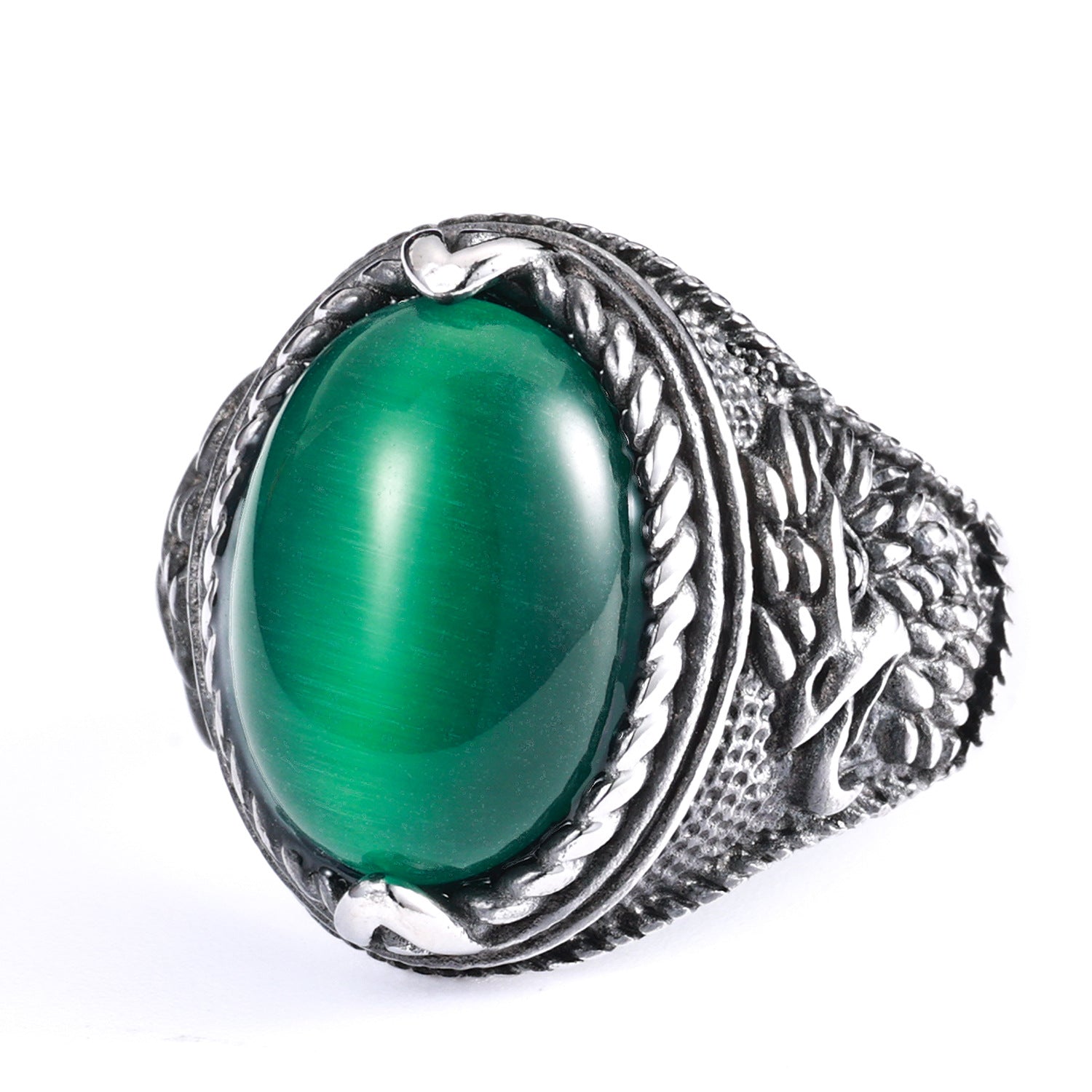 Men’s Turquoise Tiger Eye Ring – Stainless Steel Statement Ring