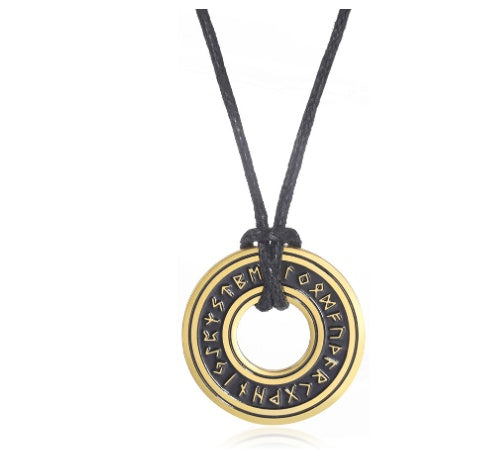 Vintage Nordic Rune Necklace for Men – Stainless Steel Viking Elder Futhark Pendant Amulet