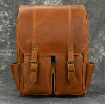 Men's Top Layer Cowhide Leather Backpack – Vintage Travel & Laptop Rucksack